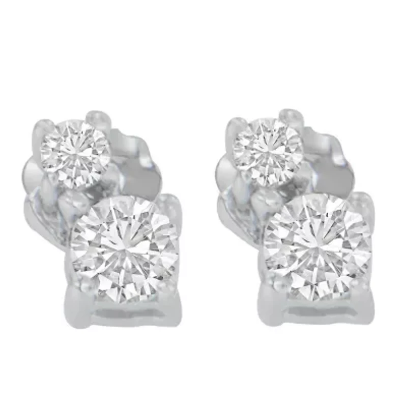 14K White Gold 1/2 Ct Round Diamond Earrings
