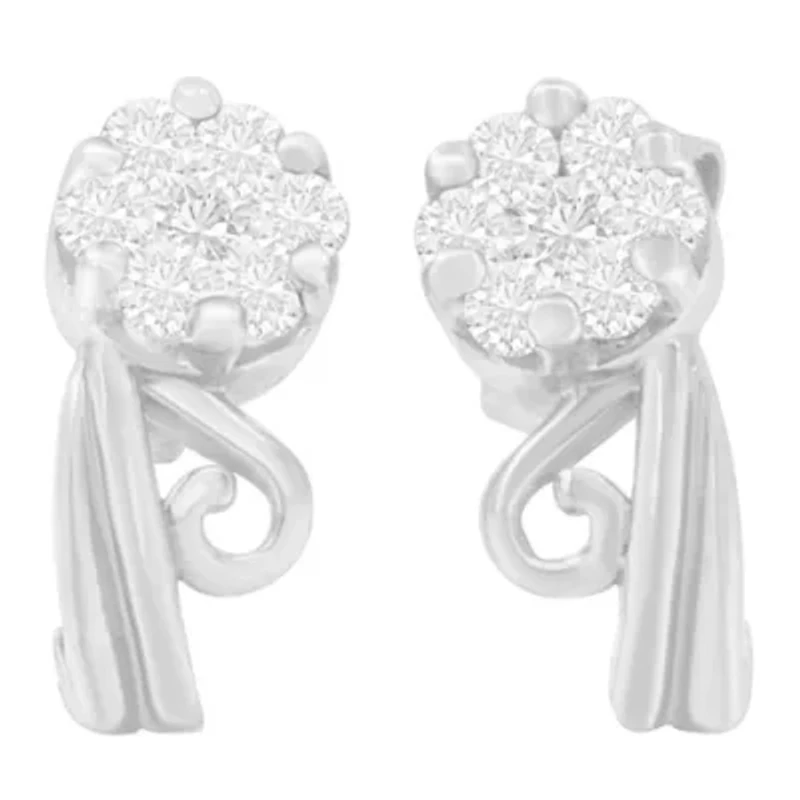 14K White Gold 1/2 Ct Round Diamond Earrings