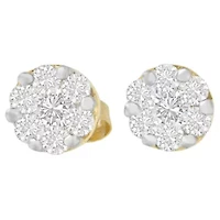 14K Yellow Gold 3/4 Ct Round Diamond Stud Earring