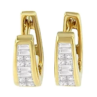 14k Yellow Gold 1/2ct TDW Princess and Baguette Diamond Earrings