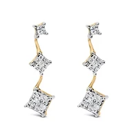 14K Yellow Gold 1 Ct Princess Diamond Earrings