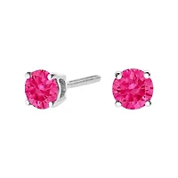 Lab Created 14K Gold / Cttw Grown Pink Diamond Solitaire Earrings