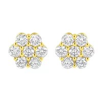 14K Yellow Gold 1.0 Ct Diamond Flower Earring