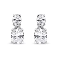 Lab Created 14K White Gold 1.0 Ct Oval Lab Grown Diamond 2 Stone Drop and Dangle Stud Earrings