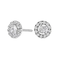 Lab Created 14K White Gold 3/4 Ct Lab-Grown Diamond Floating Halo Stud Earring
