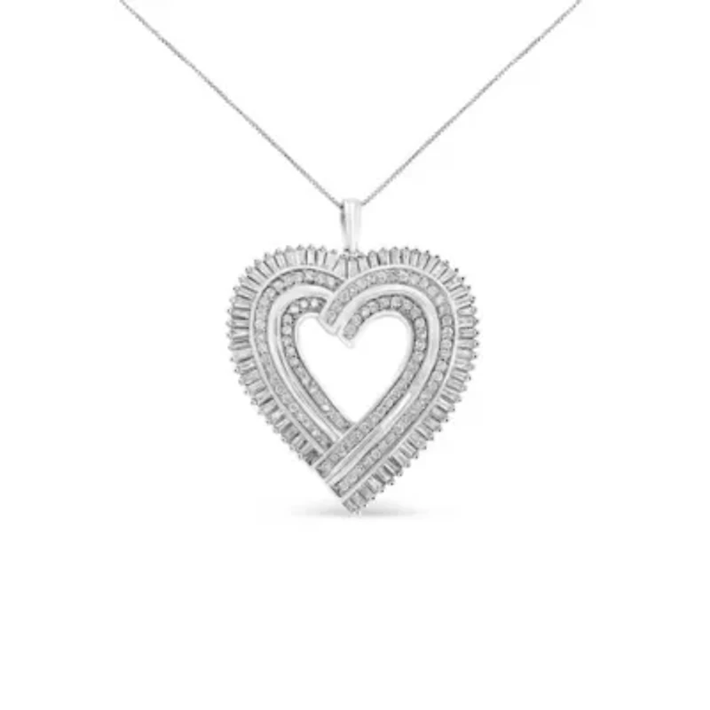 Silver 1 1/4 Cttw Diamond Composite Heart 18" Pendant Necklace