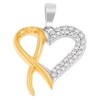 .925 Sterling Silver Two Toned 1/4 cttw Round Cut Diamond Pendant Necklace