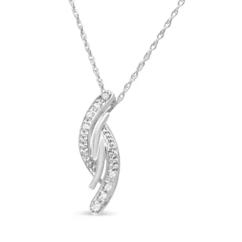 .925 Sterling Silver Diamond Accent Bypass Curve 18" Pendant Necklace