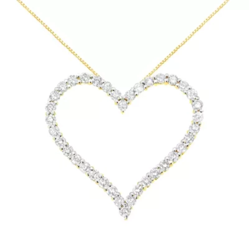 10k Yellow Gold Plated Silver 3.0 cttw Diamond Open Heart Pendant Necklace - 18"
