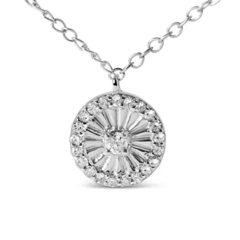 .925 Sterling Silver 1/6 Cttw Diamond Wheel and Spoke Pendant Necklace - 18"