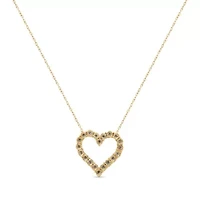 10K Yellow Gold over Silver 1/2 Cttw Champagne Diamond Heart Pendant Necklace - 18"