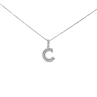Lab Created .925 Sterling Silver 4/5 Cttw Round Lab-Grown Diamond "C" Pendant Necklace - 18"