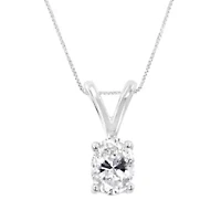 IGI Certified 10KT White Gold Diamond Oval Pendant Necklace