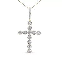 10K Yellow Gold 5/8 Cttw Diamond Cross Pendant for Men - NO CHAIN INCLUDED