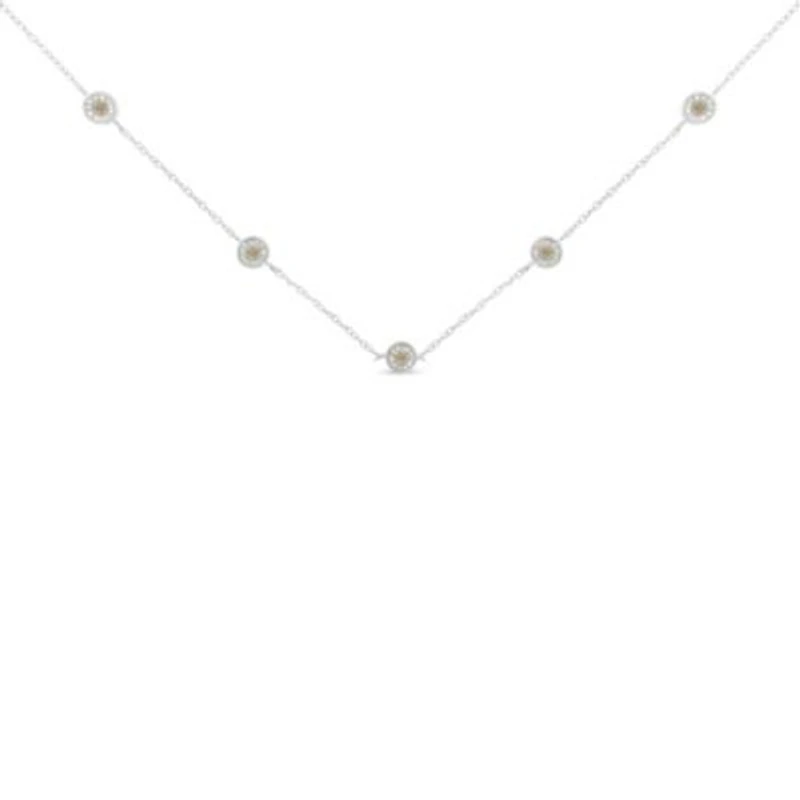 Sterling Silver Diamond Station Necklace