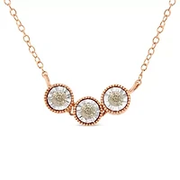 10K Gold Plated Silver 1/4 Cttw Champagne Diamond Triple Circle 18" Necklace