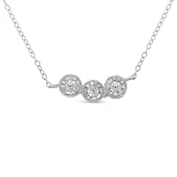 Sterling Silver Round Diamond Pendant Necklace
