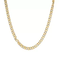 14K Yellow Gold Plated Silver 1.0 Cttw Diamond Cuban Link Necklace - 18" Inches