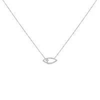 .925 Sterling Silver 1/2 Cttw Diamond Cross and Evil Eye 18" Inch Pendant Necklace