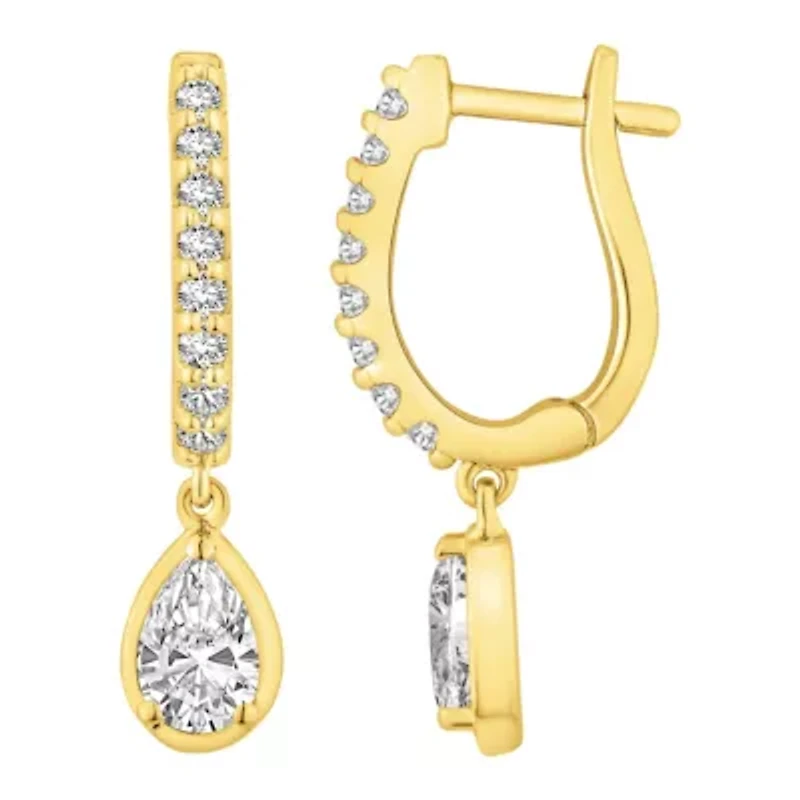 Lab Created 1 ct. t.w. Lab Grown Diamond Dangle Hoop Earrings in 10K Gold