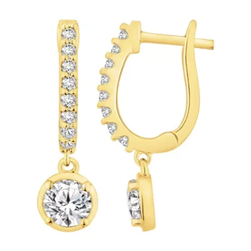 Lab Created 1 ct. t.w. Lab Grown Diamond Dangle Hoop Earrings in 10K Gold