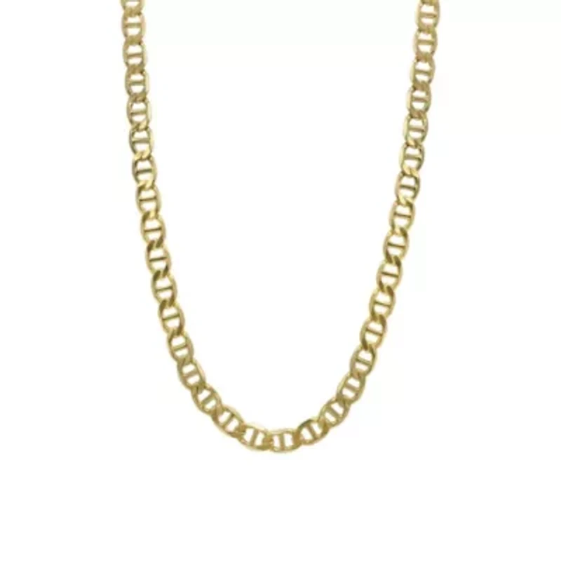 Men's Tarnish Resistant 14k Gold Plated 24 6mm Mariner Chain Necklace