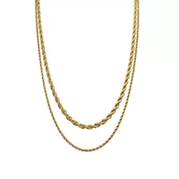 Men's Tarnish Resistant 14k Gold Plated Rope Chain Set