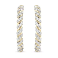 Lab Created Womens Diamond Hoop Earring