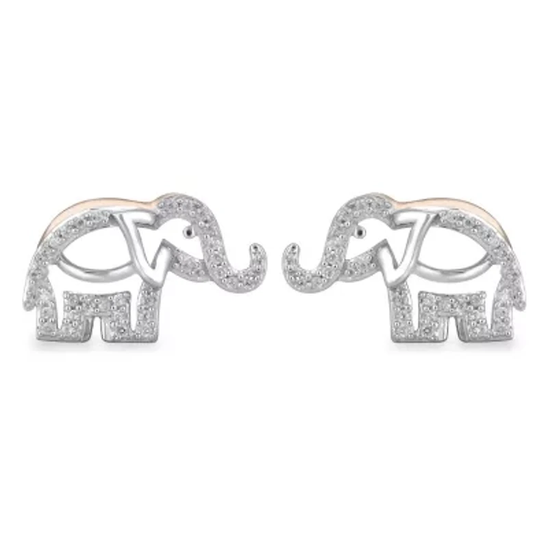 Womens Diamond Elephant Earring