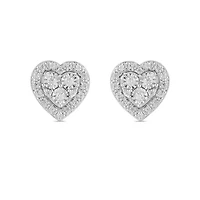 Lab Created Womens Diamond Heart Stud Earring