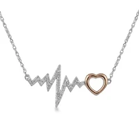 Womens Diamond Heart Beat Necklace