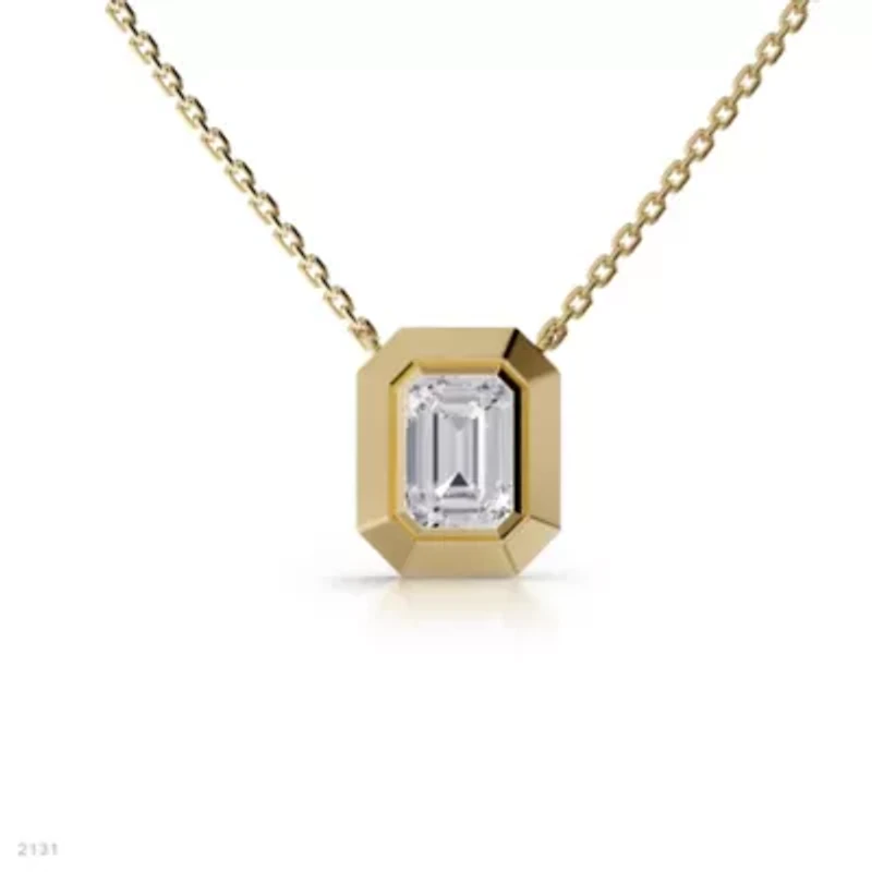 Lab Created 18k Vermeil Plated Silver 3 ct Radiant Cut Lab Grown Diamond Pendant Necklace 18"