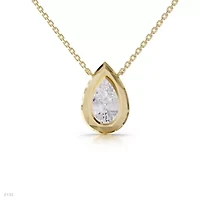 Lab Created 18k Vermeil Plated Silver 3 ct Pear Cut Lab Grown Diamond Pendant Necklace 18"
