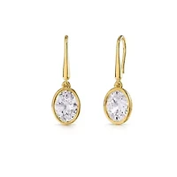Lab Created 18k Vermeil Plated Silver 2.4 Ct Oval Cut Lab Grown Diamond Drop Dangle Earrings