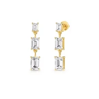 Lab Created 18k Yellow Gold Vermeil 4 Ct Emerald Cut Lab Grown Diamond Drop & Dangle Earrings