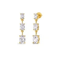 Lab Created 18k Vermeil Plated Silver 2.5 Ct Oval Cut Lab Grown Diamond Drop & Dangle Earrings