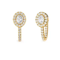 Lab Created 18k Vermeil Plated Silver 2.75 Ct Oval Lab Grown Diamond Hoop Earrings