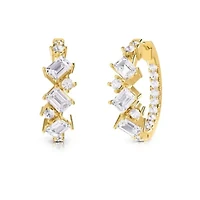 Lab Created 18k Vermeil Plated Silver 2.5 Ct Multi Shape Lab Grown Diamond Hoop Earrings