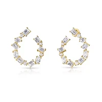 Lab Created 18k Vermeil Plated Silver4.30 Ct Lab Grown Diamond Fancy Stud Earrings