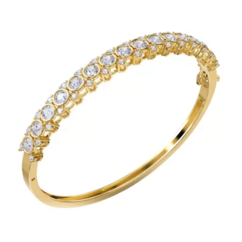 Lab Created 18k Vermeil Plated Silver 3.5 ct Round Lab Grown Diamond Bangle Bracelet 7"