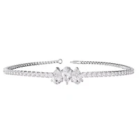 Lab Created Sterling Silver 2.75 Ct Pear Cut Lab Grown Diamond Bangle Bracelet 7"