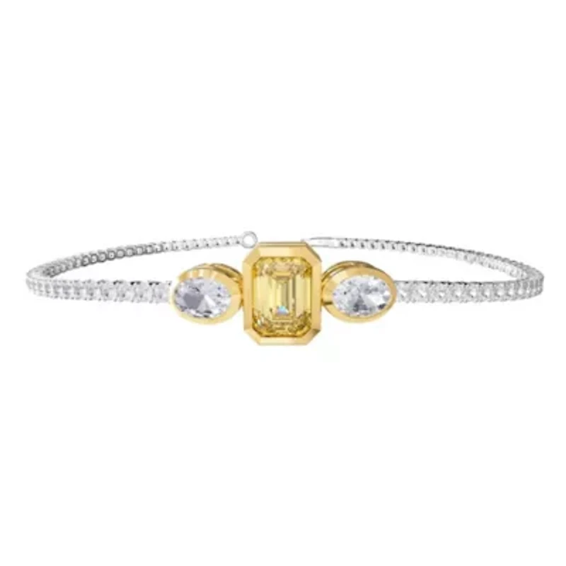 Lab Created Sterling Silver Two-tone 4.8 Ct Radiant Cut Yellow & White Lab Grown Diamond Bracelet 7"