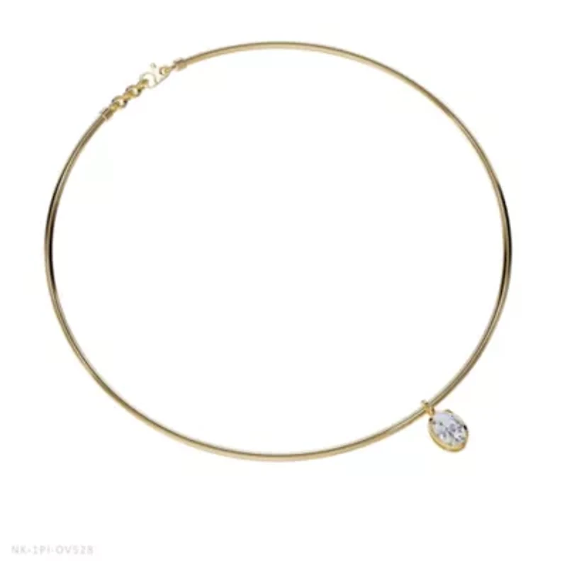 Lab Created 18k Vermeil Plated Silver 1.25 Ct Oval Cut Lab Grown Diamond Pendant Necklace 18"