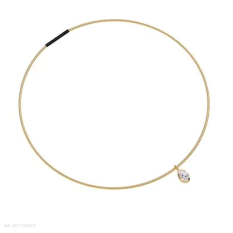 Lab Created 18k Vermeil Plated Silver1.30 Ct Pear Cut Lab Grown Diamond Pendant Necklace 18"