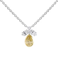 Lab Created 14k Two-tone Gold 1.4 Ct Pear Cut White & Yellow Lab Grown Diamond Pendant Necklace 18"