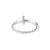 Sterling Silver Side Cross Band Ring with Twisted