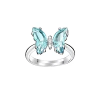 Silver Plated Crystal Butterfly Ring with Cubic Zirconia