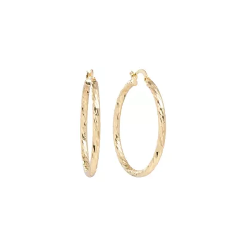 Gold Plated 1.6IN Diamond-Cut Clicktop Hoop Earrings