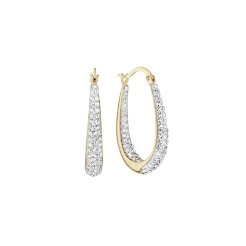 Gold Plated 1.1IN Crystal Inside and Out Oval Hoop Earrings