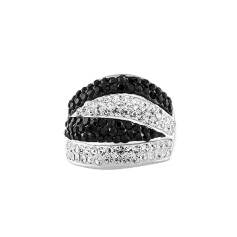 Silver Plated Crystal Pave Stripe Ring Size 7